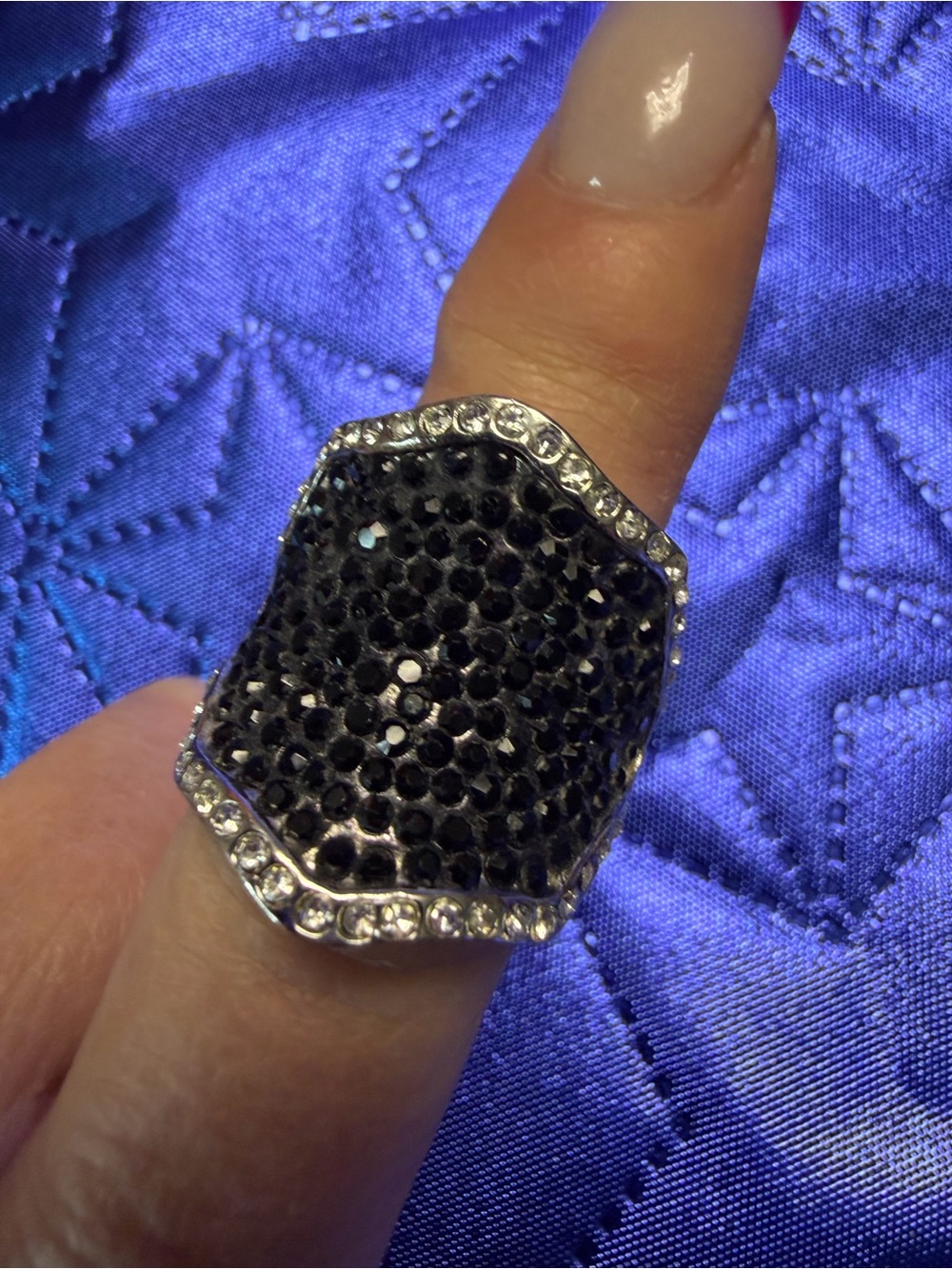 Park Lane Black Crystal Statement Ring Size 8 New